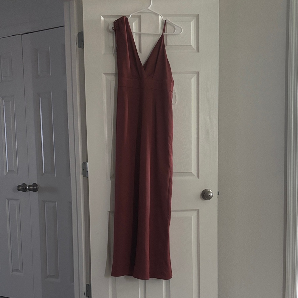Lulu's One Shoulder Burgundy Dress